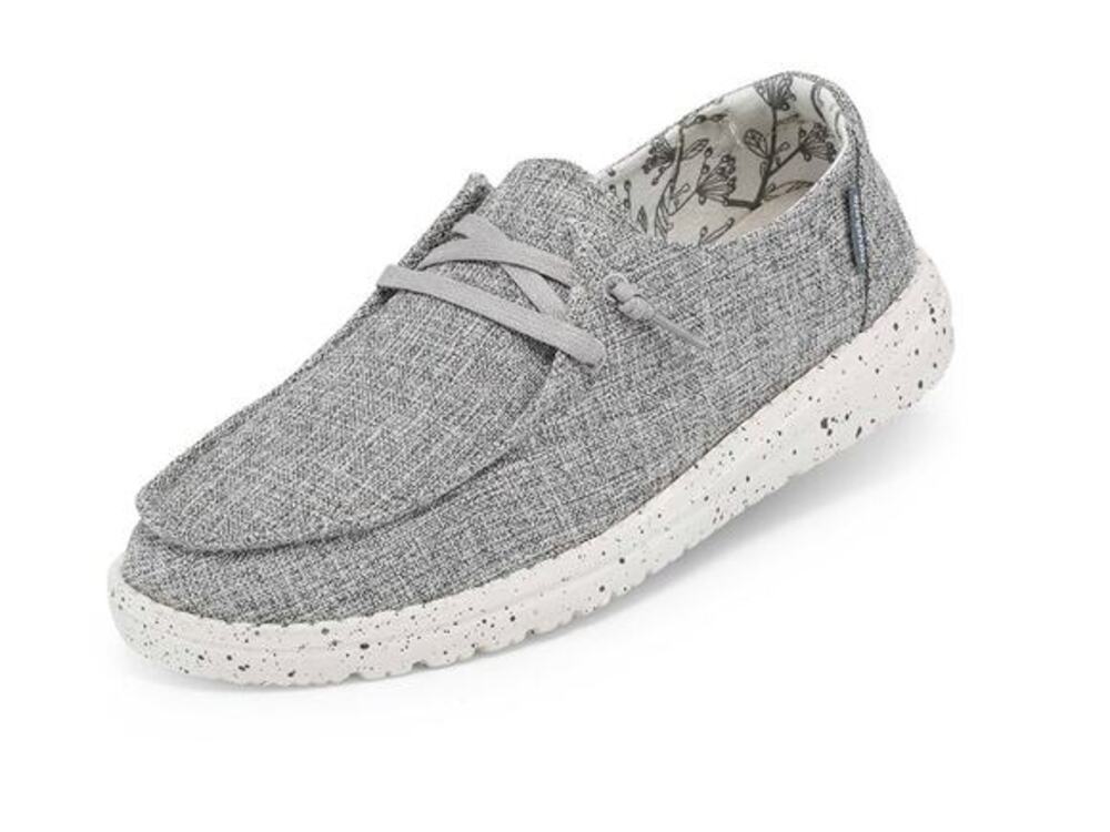 Hey Dude Women's Wendy Linen Slip-on Shoe Iron light gray travel comfort soft 11